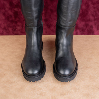 Aquatalia Women Black Riding Leather Weatherproof Comfort Fashion Boots sz 8.5