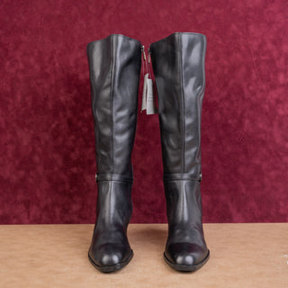 Naturalizer Women Sterling Black Leather Wide Calf Riding Buckle Knee Boots 7.5