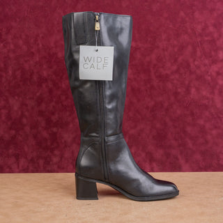 Naturalizer Women Sterling Black Leather Wide Calf Riding Buckle Knee Boots 7.5