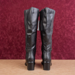Naturalizer Women Sterling Black Leather Wide Calf Riding Buckle Knee Boots 7.5