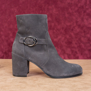 Stuart Weitzman Women Gray Luxe Suede Block Heel Dress Office Ankle Boots sz 11.5