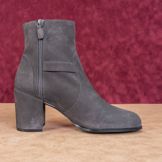 Stuart Weitzman Women Gray Luxe Suede Block Heel Dress Office Ankle Boots sz 11.5