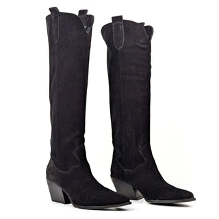 Zigi Women Valeska Black Suede Western Cowboy Knee Boots size 9US EUR 39