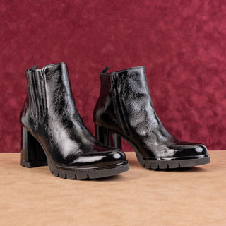 Paul Green Wmn Half Dressy Office Black Patent Leather Boots 9.5US Austrian 7