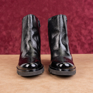 Paul Green Wmn Half Dressy Office Black Patent Leather Boots 9.5US Austrian 7