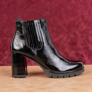 Paul Green Wmn Half Dressy Office Black Patent Leather Boots 9.5US Austrian 7