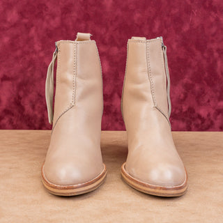 Acne Women Tan Natural Leather Zip Dress Round Ankle Boots 9-9.5US EUR40