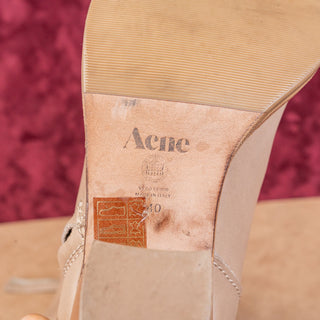 Acne Women Tan Natural Leather Zip Dress Round Ankle Boots 9-9.5US EUR40