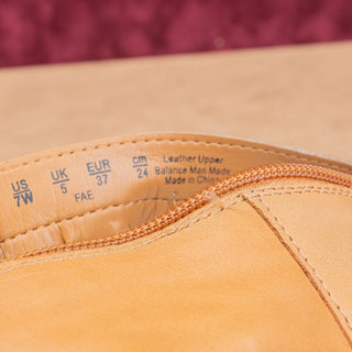 Naturalizer Women Caramel Leather Wide Width Fashion Western Heel Boots sz 7