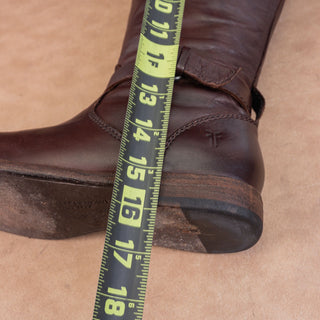 Frye Women Phillip Dark Brown Leather Wide Calf Zip Equestrian Riding Boots 6.5