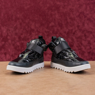 Sorel Women Joan Of Artic Next Lite Scrap Puffy Black Leather Ankle Boots sz 8