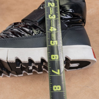 Sorel Women Joan Of Artic Next Lite Scrap Puffy Black Leather Ankle Boots sz 8