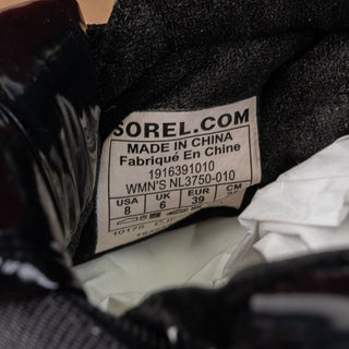 Sorel Women Joan Of Artic Next Lite Scrap Puffy Black Leather Ankle Boots sz 8