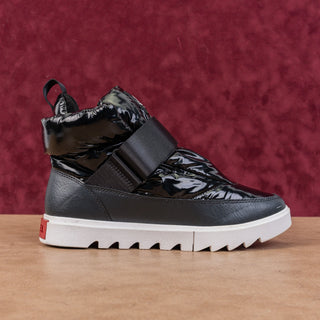 Sorel Women Joan Of Artic Next Lite Scrap Puffy Black Leather Ankle Boots sz 8