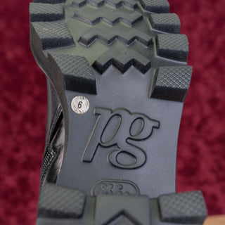 Paul Green Women Mil Black Leather Lug Sole Fashion Tall Boots sz 8.5US AUS 6