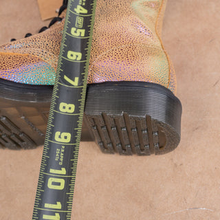 Dr Martens Women Rainbow Gold Metallic Leather Lace-up Combat Boots sz 8