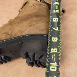 See by Chloe Wmn Mallory Military Green Suede Lace-up Moto Biker Boots 8US EUR38