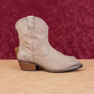 Born Women Wynd Taupe Leather Zip Western Cowboy Ankle Boots sz 9.5
