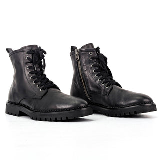 AllSaints Unisex Whitmore Black Leather Zip Lace-up Combat Boots M7.5 W9 EUR 40