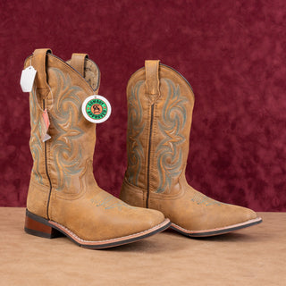 Laredo Women Brown Leather Square Toe Slip-on Boots sz 7