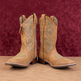 Laredo Women Brown Leather Square Toe Slip-on Boots sz 7