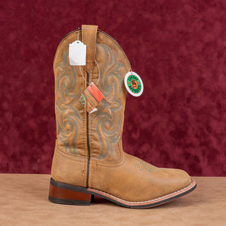 Laredo Women Brown Leather Square Toe Slip-on Boots sz 7