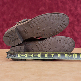 UGG Women Wright Brown Distress Suede Buckle Strap Ankle Boots sz 8.5