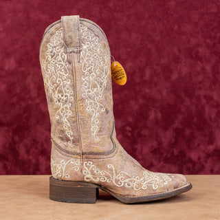 Corral Women Brown Crater Bone Embroidery Western Cowboy Boots sz 5.5