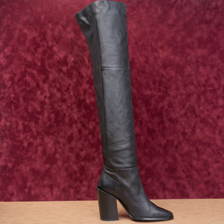 Frame Paris Women Le Mueholland Black Leather OTK Fashion Boots 7.5US EUR38