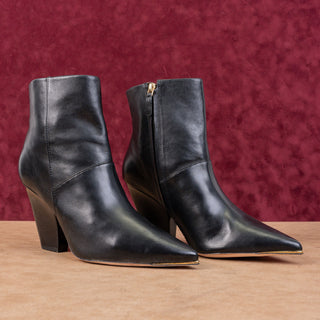 Tory Burch Women Lila 90mm Black Leather Western Ponity Toe Boots Sz 11