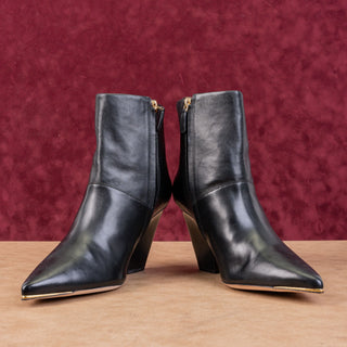 Tory Burch Women Lila 90mm Black Leather Western Ponity Toe Boots Sz 11