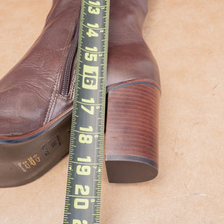Schutz Women Brown Leather Fashion Party Pointy Zip Toe Knee Boots sz 9