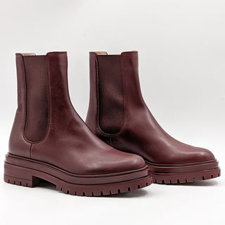 Gianvito Rossi Women Chester Burgundy Leather Chelsea Boots size 6US 36EU