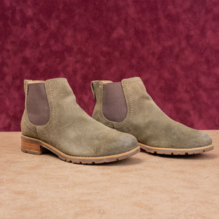 Sofft Women Selby Olive Green Suede Slip-on Western Chelsea Ankle Boots sz 9