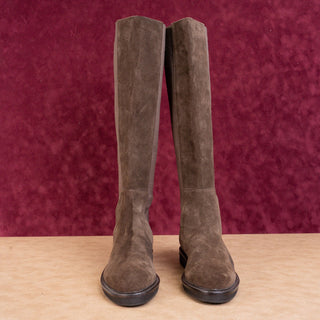 Donald J Pliner Wmn Naala Stretch Calf Brown Suede Slip Comfy Knee Boots sz 9.5