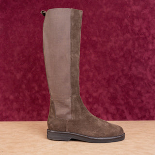 Donald J Pliner Wmn Naala Stretch Calf Brown Suede Slip Comfy Knee Boots sz 9.5