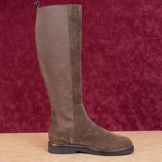 Donald J Pliner Wmn Naala Stretch Calf Brown Suede Slip Comfy Knee Boots sz 9.5