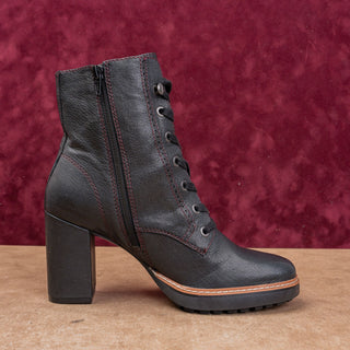 Naturalizer Wmn Black Leather Stacked Heel Lace-up Zip Fashion Party Boots sz 8