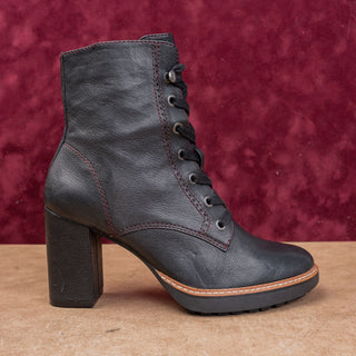 Naturalizer Wmn Black Leather Stacked Heel Lace-up Zip Fashion Party Boots sz 8