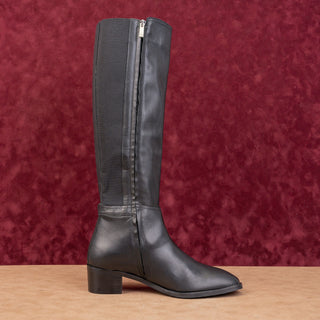 Aquatalia Women Roksana Weatherproof Black Leather Fashion Knee Boots sz 10