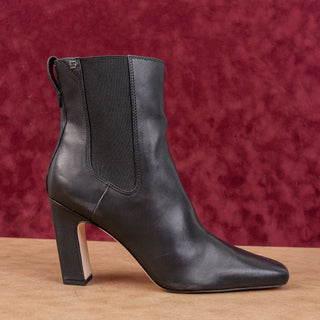 Franco Sarto Women Flexa Black Leather Bliss Square Toe Zip Ankle Boots sz 10