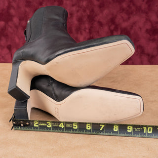 Franco Sarto Women Flexa Black Leather Bliss Square Toe Zip Ankle Boots sz 10