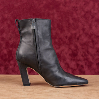 Franco Sarto Women Flexa Black Leather Bliss Square Toe Zip Ankle Boots sz 10