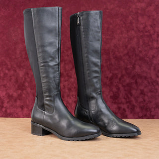 Blondo Women Starling Black Leather Waterproof Lug Block Heel Knee Boots sz 8.5