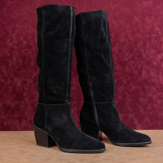 Naturalizer Women Fae Black Suede Wide Calf Fashion Western Knee Boots sz 11