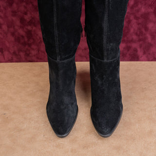 Naturalizer Women Fae Black Suede Wide Calf Fashion Western Knee Boots sz 11