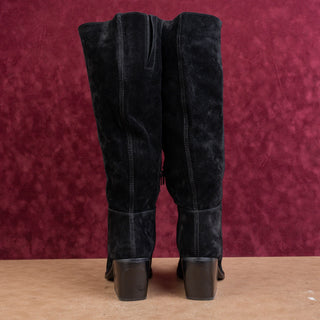Naturalizer Women Fae Black Suede Wide Calf Fashion Western Knee Boots sz 11