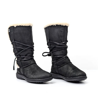 UGG Women Catalina Black Sheepskin Lining Wrap Laces Snow Winter Size 6