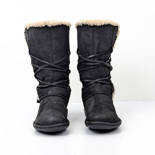 UGG Women Catalina Black Sheepskin Lining Wrap Laces Snow Winter Size 6