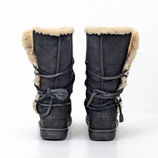 UGG Women Catalina Black Sheepskin Lining Wrap Laces Snow Winter Size 6